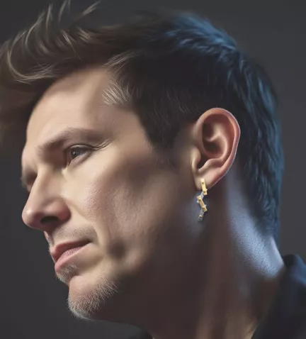 pendientes de oro y acero INDUSTRIAL modelo masculino IA