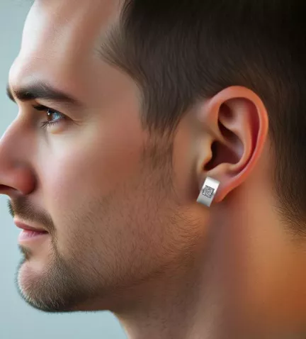 pendientes de oro y acero con diamantes 5 LUCES modelo hombre IA