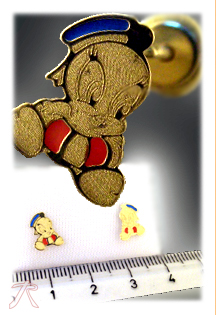 Pendientes dormilona oro 1ª ley 750 mmas. (18 k.) con esmalte rfcia.197_0619