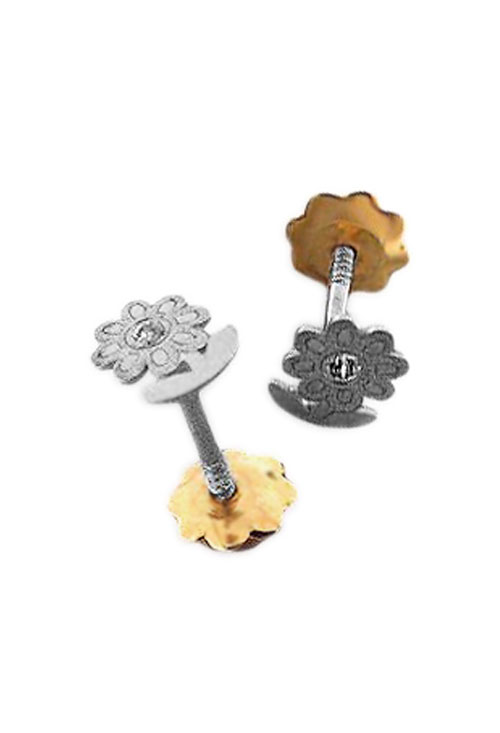 Pendientes dormilona oro 1ª ley 750 mmas. (18 k.) con piedras oro blanco rfcia.234_2036-B