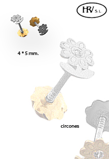 Pendientes dormilona oro 1ª ley 750 mmas. (18 k.) con piedras oro blanco rfcia.234_2036-B