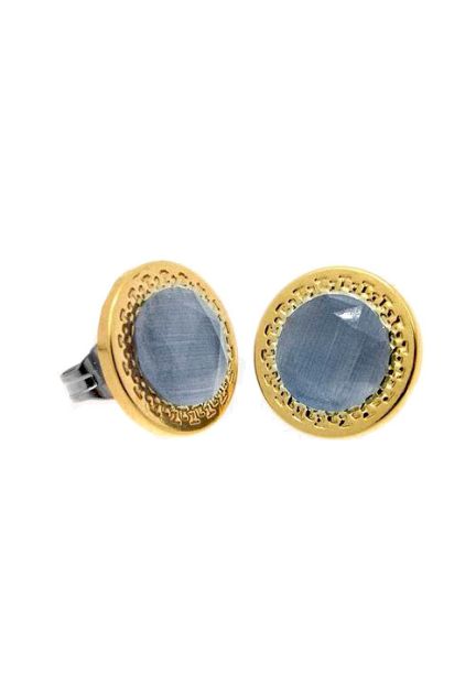 Pendientes acero y oro cuarzo gris 094_61399-PGOP-4-90171