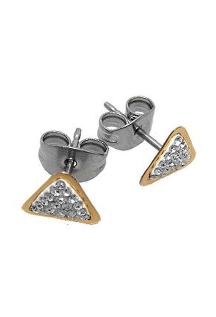 Pendientes cristales checos acero y oro 094_70827-T-0
