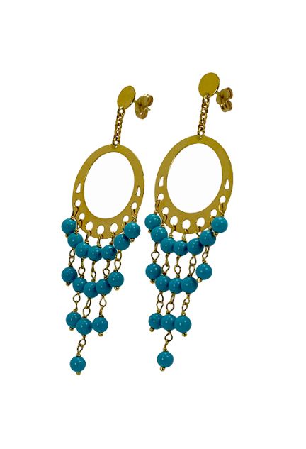 Pendientes faralaes de oro amarillo y turquesas - foto 3 - rfcia.002_51477-P