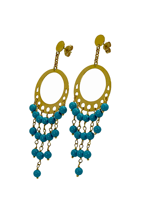 Pendientes faralaes de oro amarillo y turquesas - foto 3 - rfcia.002_51477-P