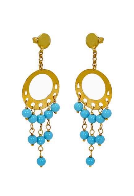 Pendientes largos en oro amarillo de ley con turquesas - foto 3 - rfcia.002_51471-P