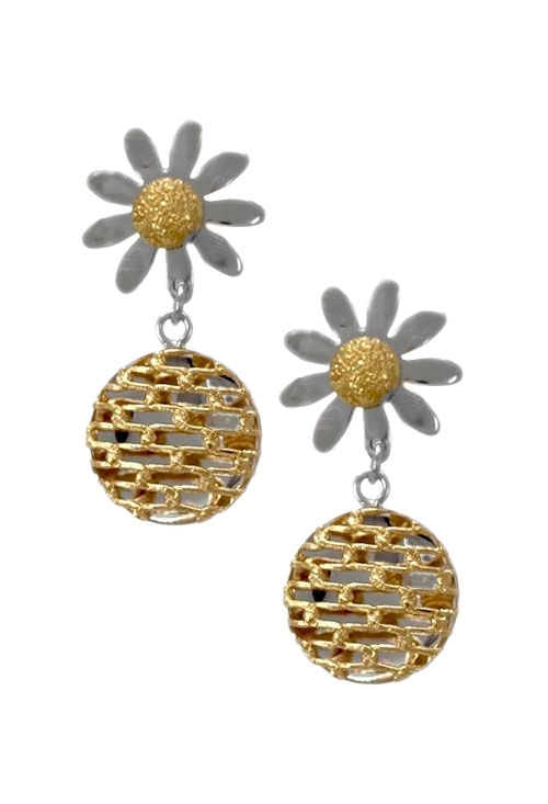 Pendientes largos en oro bicolor para mujer venta online aretes de mujer o chica a precios baratos 083_JI125