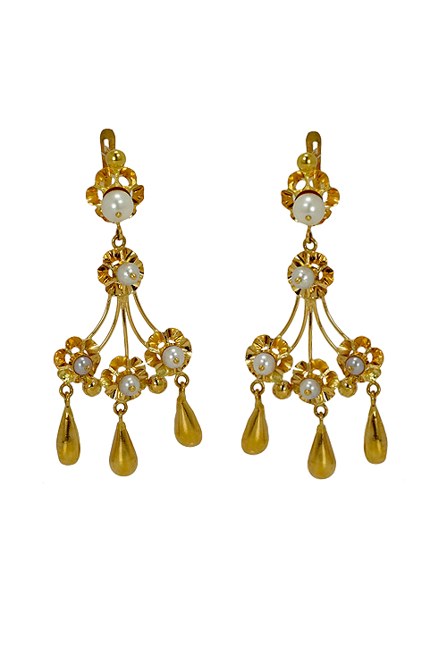 Pendientes largos oro 18 K con perlas - foto 3 - rfcia.002_3404