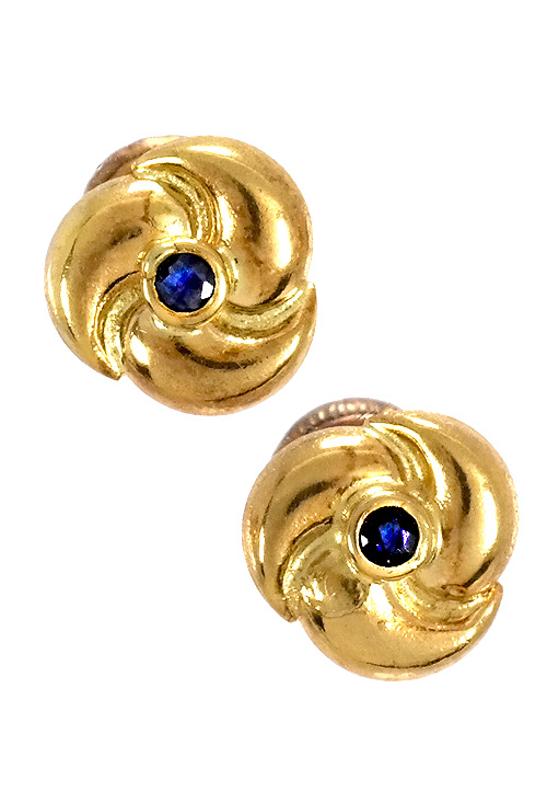 Pendientes oro 18 ktes de nina remolino con zafiro central - foto 1 - rfcia.070_TT3866