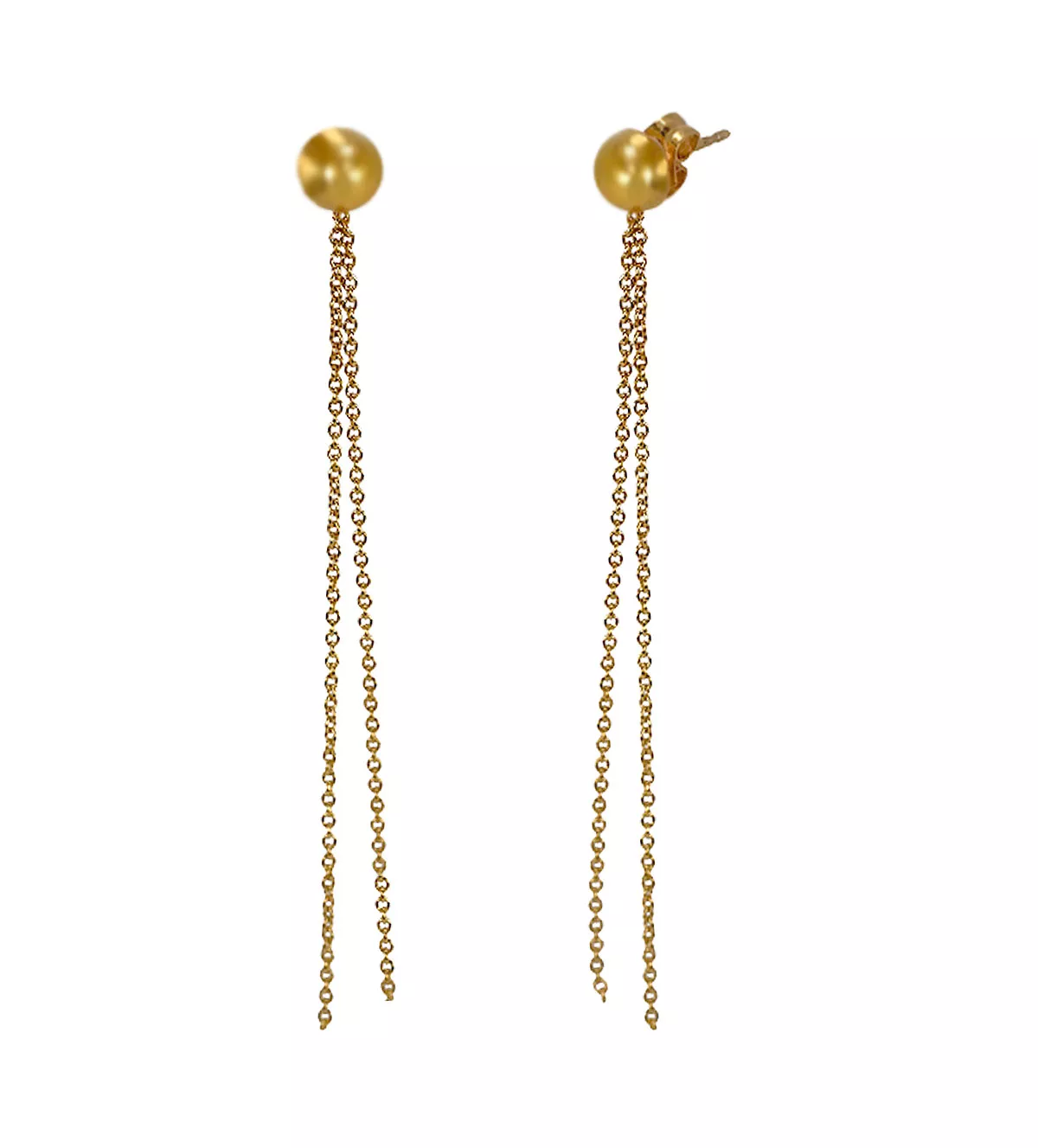 pendientes de oro largos dos cadenas