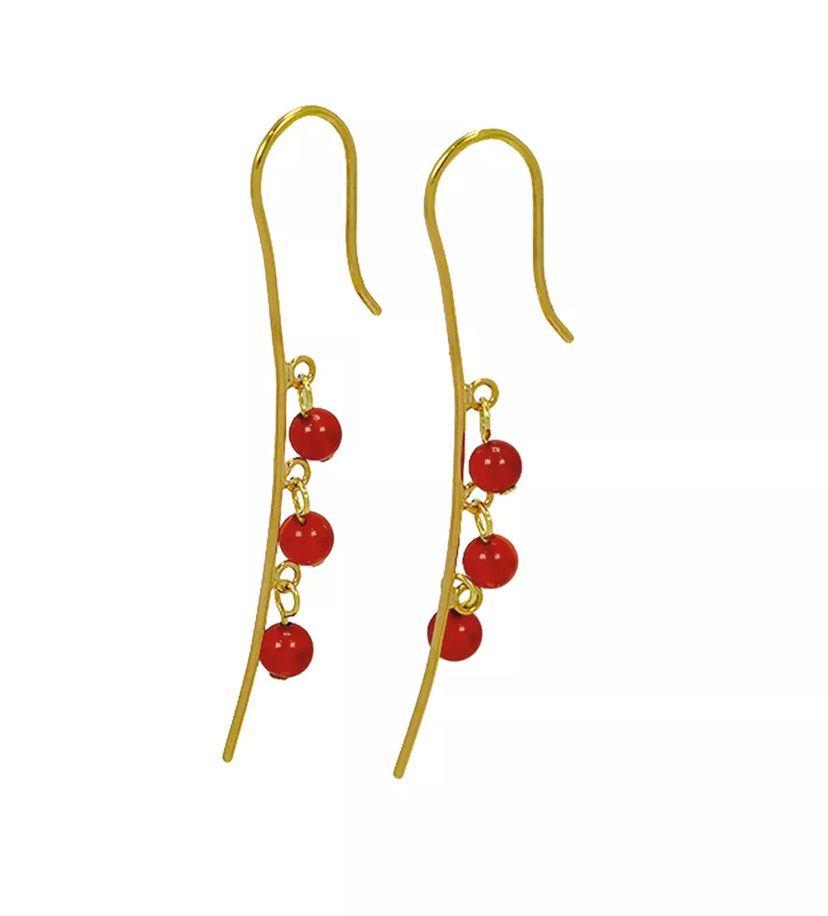 pendientes oro 18k con agatas rojas