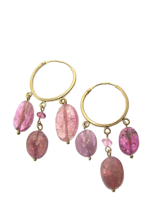 pendientes largos de oro amarillo 18 kilates con amatistas colgando precio barato joyeria online