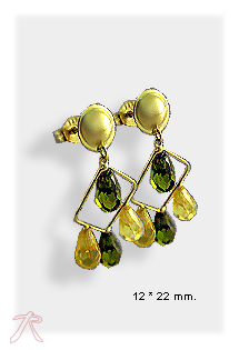 Pendientes oro 1ª ley 750 mmas. (18 k.) largos con piedras oro amarillo rfcia.100_MA38