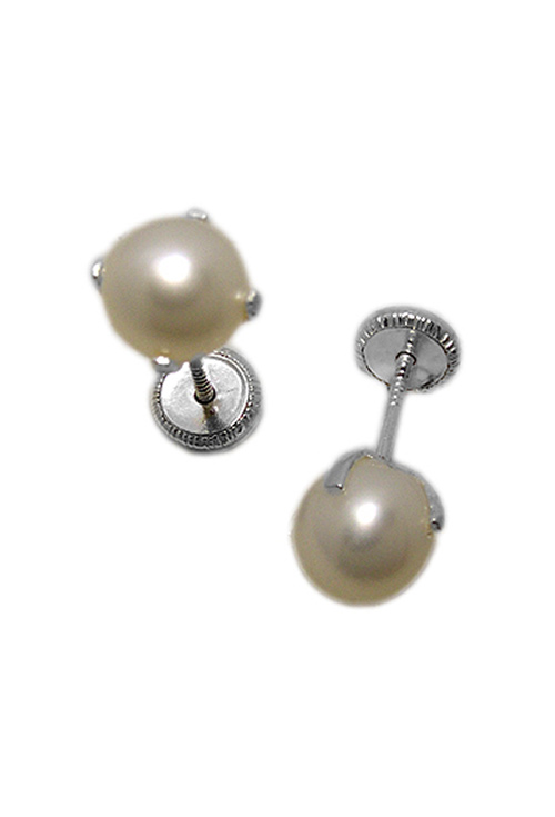 Pendientes dormilonas para bebe, plata y perlas 030_0302-6PBUPL precios baratos