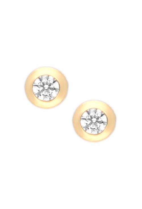 pendientes bebe oro amarillo 18k chatones rosca toma frontal