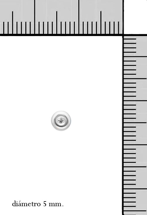 pendientes bebe oro blanco 18k y diamante foto con medidas