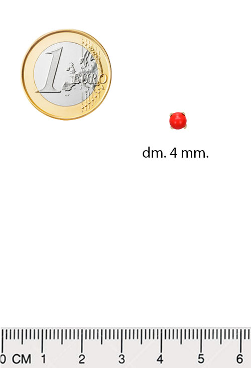 pendientes oro 18k con coralina fotografia medidas