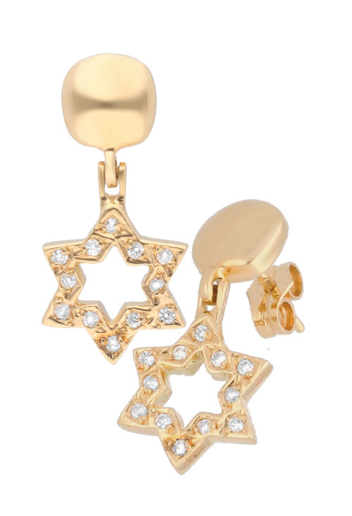 pendientes de colgar oro amarillo 18 kilates con diamantes talla brillante forma de estrella fotografia sistema de presion precio especial barato en joyeria online 192_Z1449-OA_01