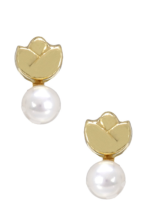 pendientes de oro 18 kilates con perla cultivada vista frontal precio barato joyeria online 146_K204