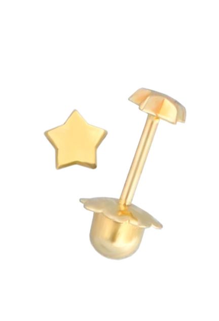 pendientes de oro amarillo para bebe estrella de cinco puntas foto para web toma 002 234_1452_01