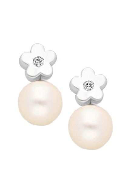 Pendientes oro 1ª ley 750 mmas. (18 k.) con diamante aretes oro blanco rfcia.044_6384