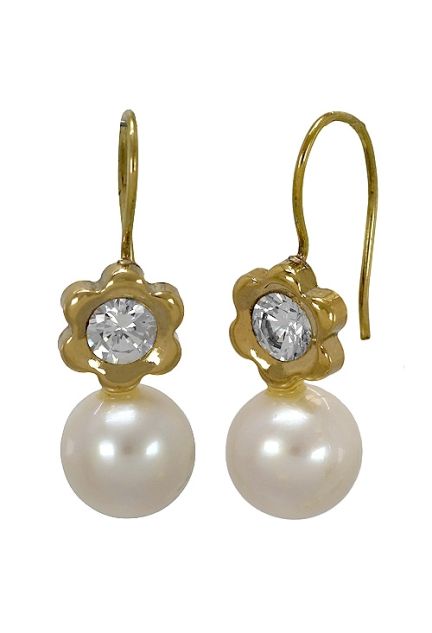 venta online Pendientes de oro de ley con perla y circonita a precio de ocasión 026_P-0103
