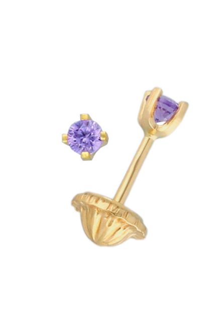 pendientes de oro para bebe color morado para las nacidas en febrero vista lateral 030_1055FB_01