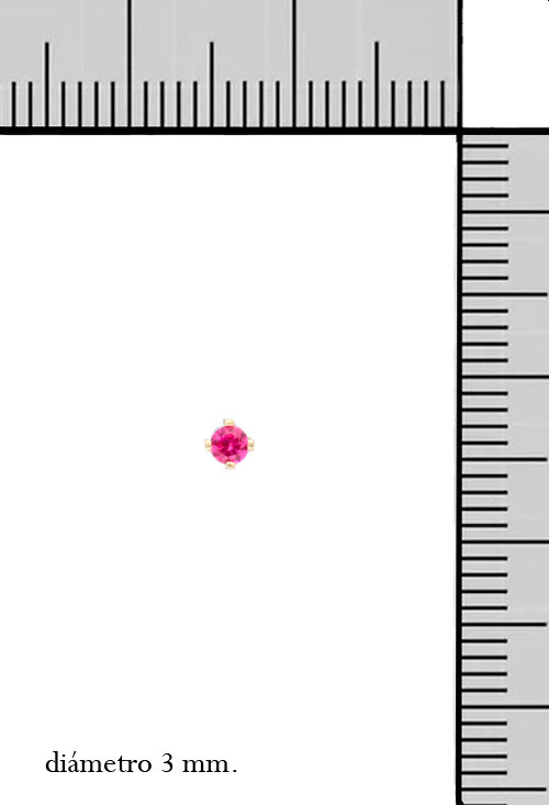 pendientes de oro para bebe color rojo rubi para las nacidas en julio vista con medidas 030_1055JL_01