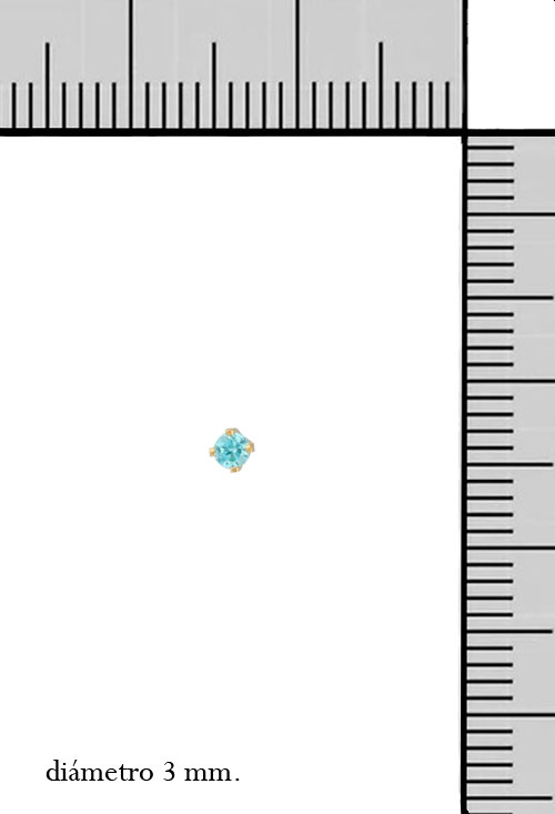 pendientes de oro para bebe cuarzos azul topacio para las nacidas en marzo vista con medidas 030_1055MZ_M