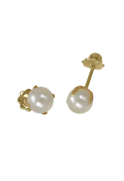 pendientes de perlas cultivadas y oro amarillo 18 kilates para niña precio barato joyeria online foto lateral 026_1194_01