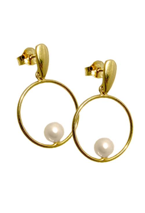 pendientes de plata chapada con perla cultivada circulo colgando de arete 266_012376-2-1