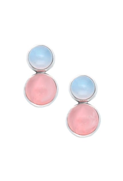 Pendientes plata con cuarzo rosa y calcedonia. 103_NSE648A-1-0