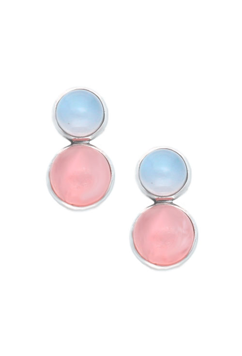 Pendientes plata con cuarzo rosa y calcedonia. 103_NSE648A-1-0