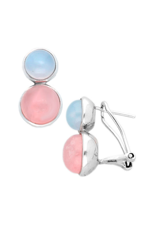 pendientes de plata con calcedonia y cuarzo rosa precio de ocasion muy barato foto lateral 103_NSE648A-1_01