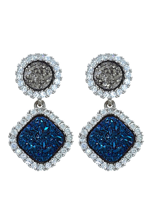 pendientes de plata largos geoda azul de agata vista frontal 248_0412-36_02