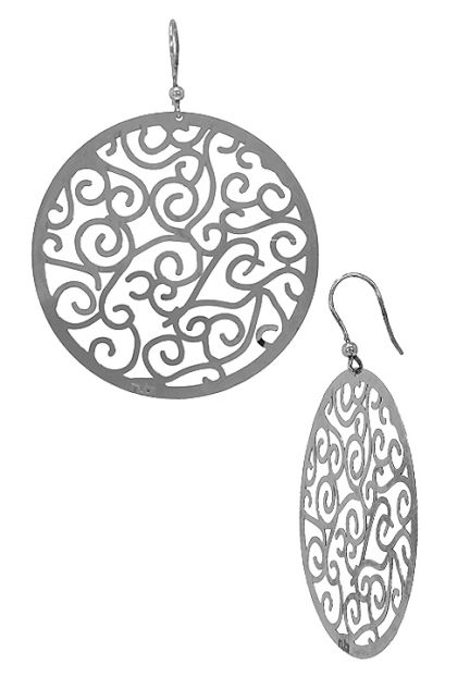 pendientes de plata largos XXL circulo calado con adornos arabescos foto lateral 144_ART1_01