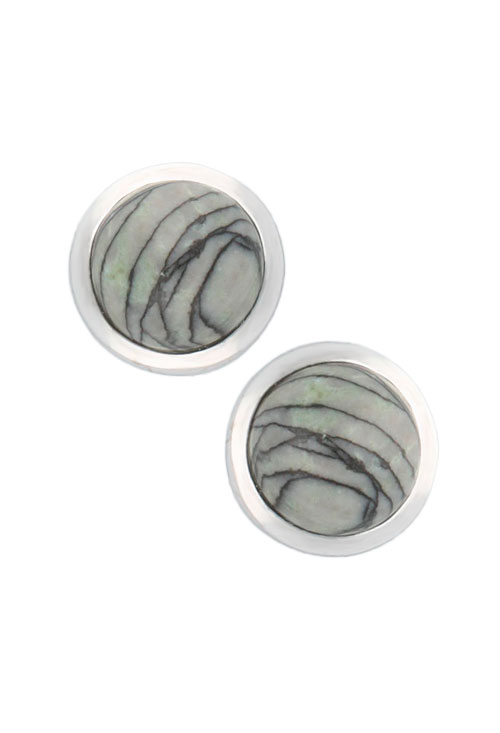 Pendientes plata jaspe talla redonda y bombé 103_NSE697A-9 joyas para mujer a precios baratos