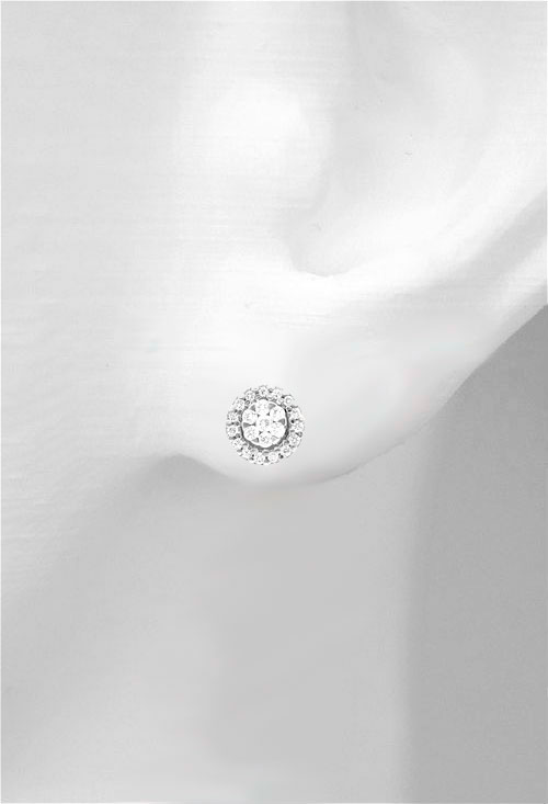 pendientes 3 en 1 oro blanco 18 kilates perlas australianas y diamantes vista roseta orla dispuesta en maniqui oreja