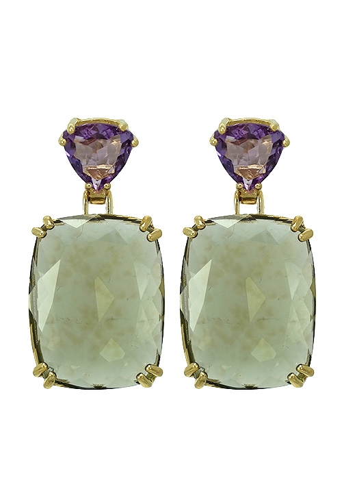 Pendientes oro 18K con amatista y peridoto 083_JI082