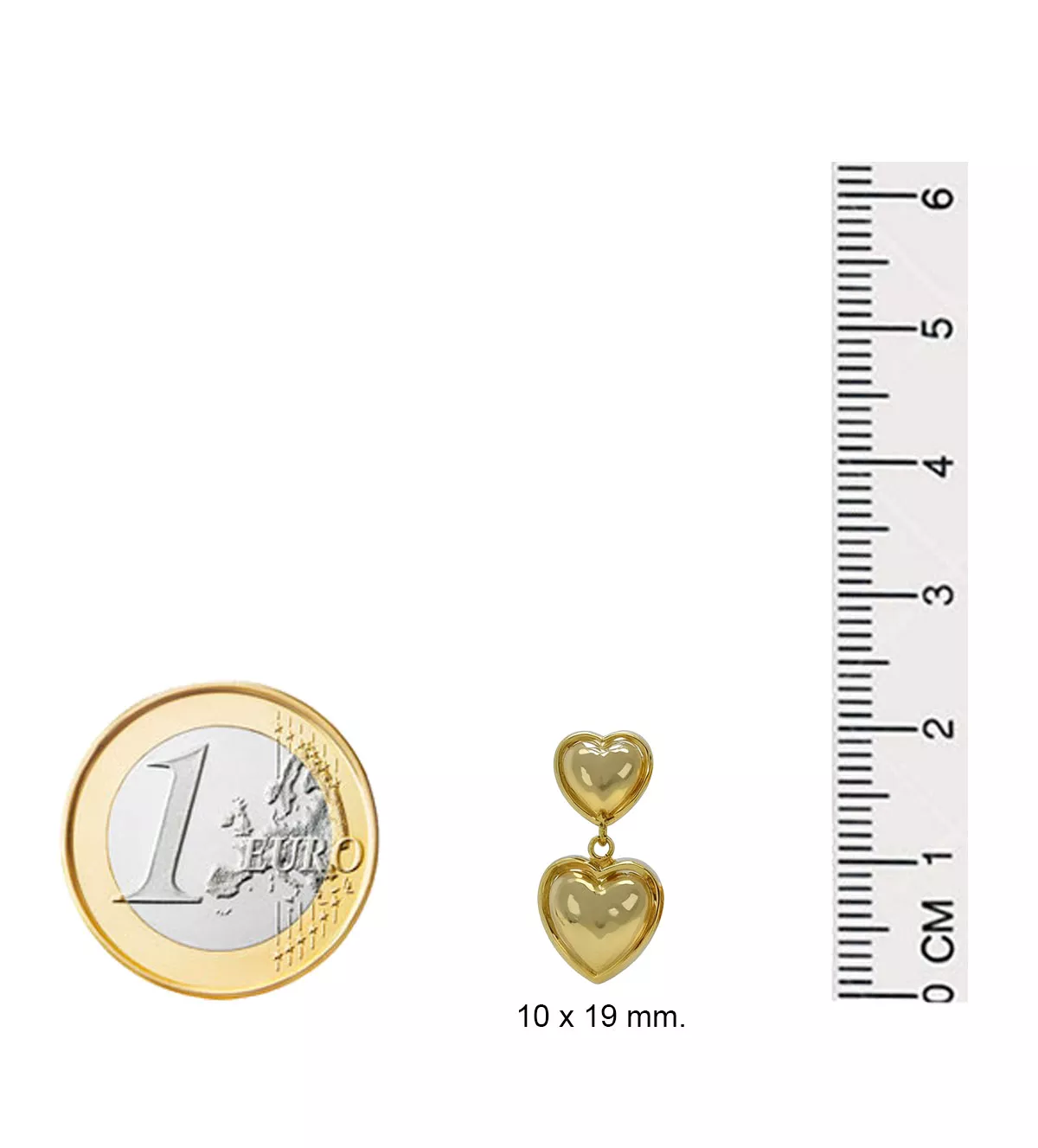 Pendientes de oro 18K "Doble Corazón" - Imagen 3