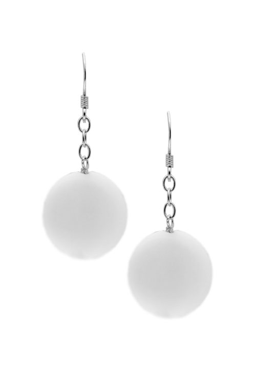 Pendientes largos plata y ágata blanca