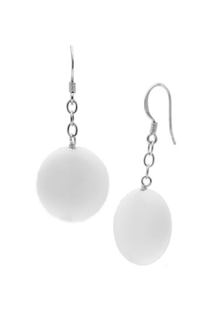 pendientes largos de plata con agata blanca foto para joyeria online toma lateral