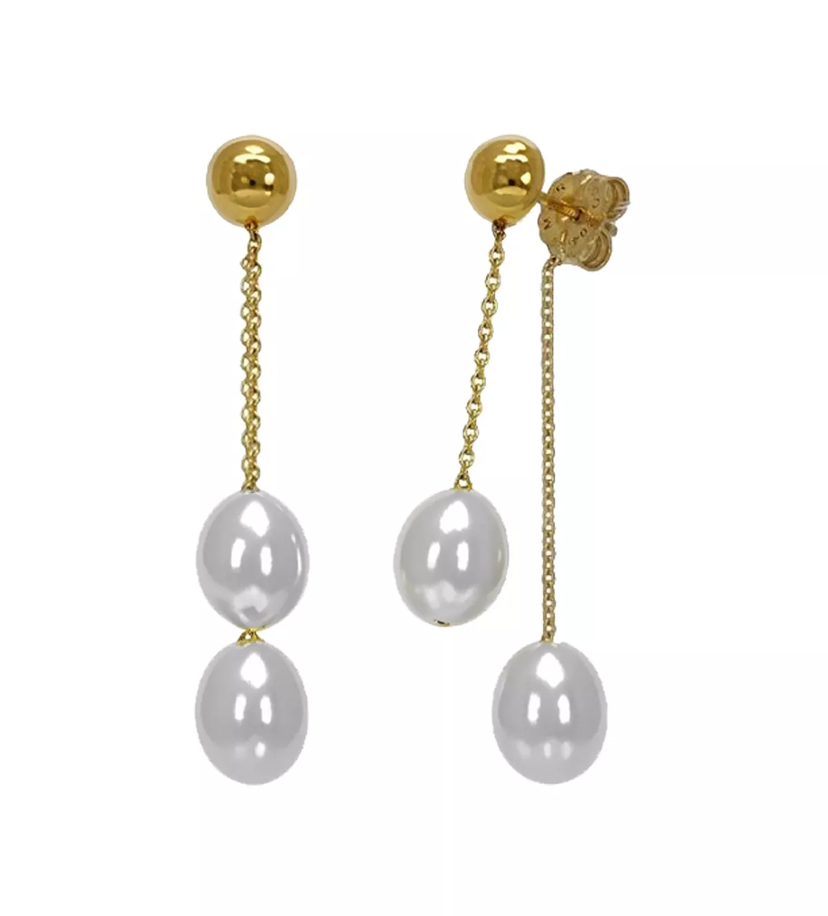 pendientes de oro largos con perlas