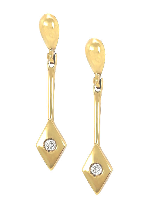 pendientes largos oro amarillo 18 ktes con diamantes vista frontal 192_Z1289-OA