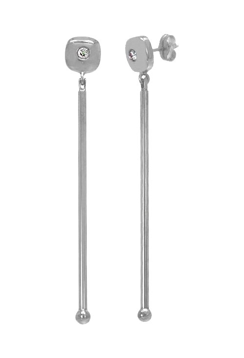 pendientes largos oro blanco 18 kilates con diamantes foto lateral precio oferta en joyeria online