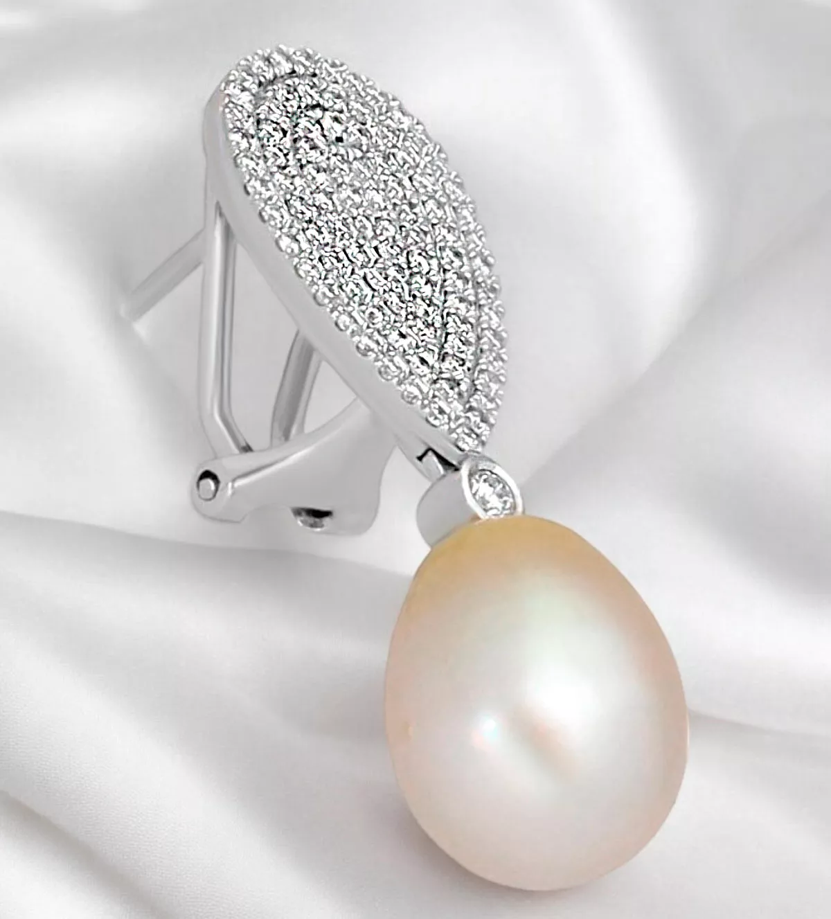 pendientes de oro blanco para novia perlas australianas y diamantes