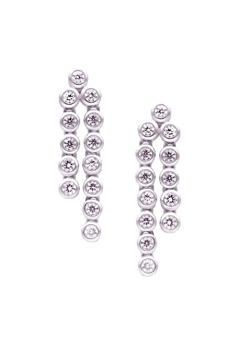 Pendientes oro 1ª ley 750 mmas. (18 k.) largos con piedras oro blanco rfcia.170_PE007655-OB