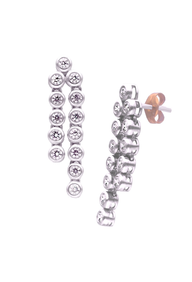 pendientes largos oro blanco 18 kilates y circonitas fotografia para web el rubi joyeros toma lateral