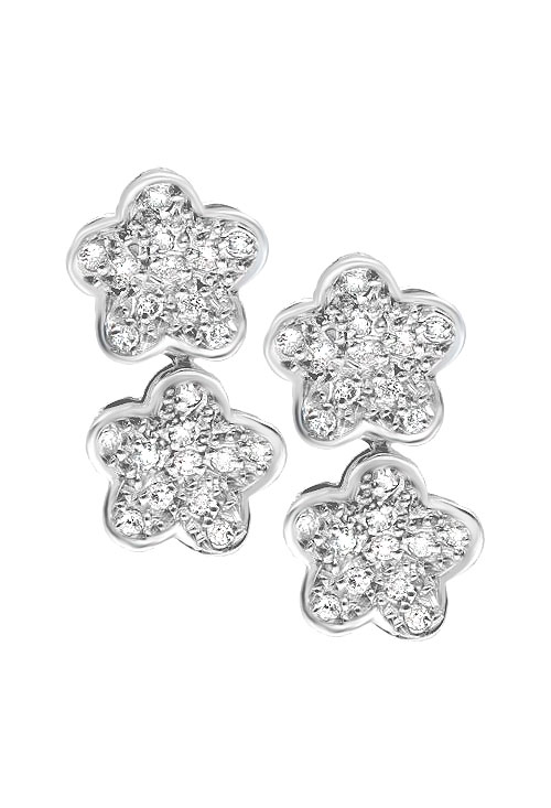 pendientes largos oro blanco y diamantes flores foto frontal oferta online 059_8531-605