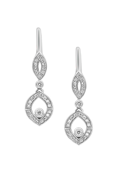 Pendientes oro 1ª ley 750 mmas. (18 k.) con diamante largos oro blanco rfcia.210_1294